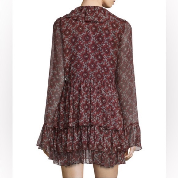 cinq a sept Jasmine boho Silk Floral-Print Mini Dress
Red/Multi. Size S - Picture 3 of 12